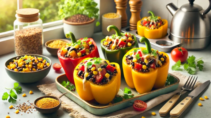 Quinoa and Black Bean Stuffed Bell Peppers