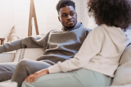 black couple talking